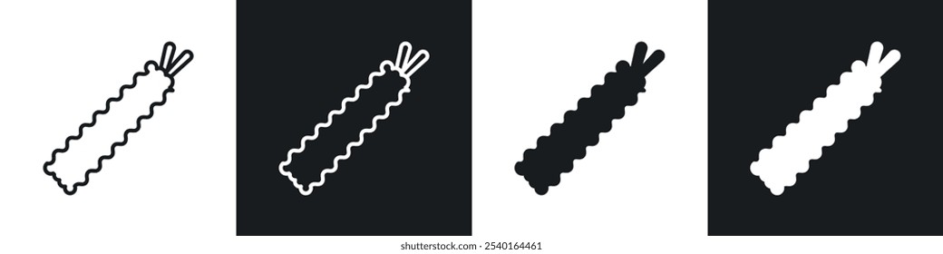 Tempura icon set. Vector symbols in black and white colors.