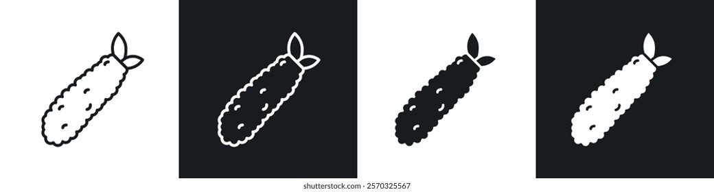 Tempura icons vectors set in black. line and flat versions