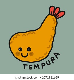 Tempura (Japanese food)  cartoon vector illustration doodle style