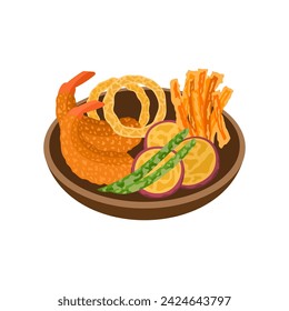 Tempura, Japanese fried dish vector illustration