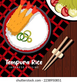 tempura rice flat style illustration design
