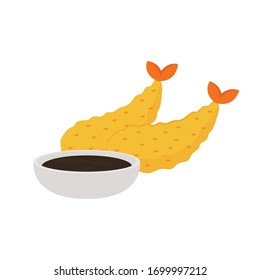 Tempura and Sauce vector. Tempura on white background. 