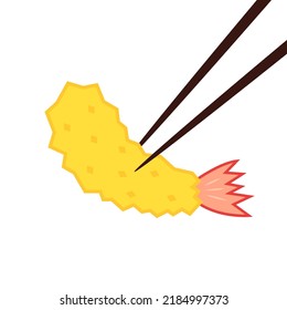 Vector de dibujos animados Tempura Shrimp Fried. El camarón Tempura Frito De Comida Japonesa Ebifurai Vector Ilustración Icono.