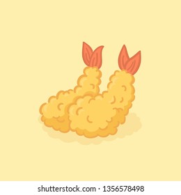 Tempura Shrimp Fried Japanese Food Ebifurai Vektorgrafik Cartoon Symbol