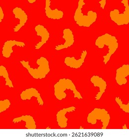 Tempura Shrimp Pattern background. Fried Shrimp Seamless pattern Background. Seafood Pattern Design. Crunchy Tempura Pattern.