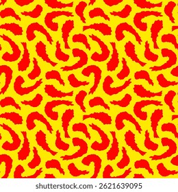 Tempura Shrimp Pattern background. Fried Shrimp Seamless pattern Background. Seafood Pattern Design. Crunchy Tempura Pattern.