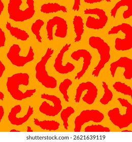 Tempura Shrimp Pattern background. Fried Shrimp Seamless pattern Background. Seafood Pattern Design. Crunchy Tempura Pattern.