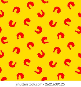 Tempura Shrimp Pattern background. Fried Shrimp Seamless pattern Background. Seafood Pattern Design. Crunchy Tempura Pattern.