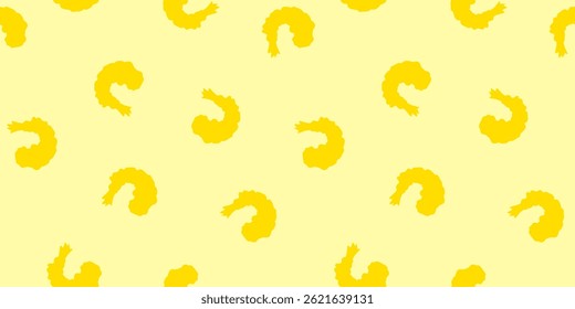 Tempura Shrimp Pattern background. Fried Shrimp Seamless pattern Background. Seafood Pattern Design. Crunchy Tempura Pattern.