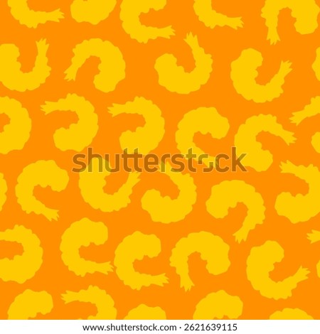 Tempura Shrimp Pattern background. Fried Shrimp Seamless pattern Background. Seafood Pattern Design. Crunchy Tempura Pattern.