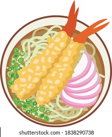 tempura udon with pawns and radish