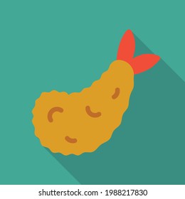 Tempura Vector Icon in Flat Style. Tempura is a traditional Japanese dish loved by people in Japan. Vector illustration icon can be used for an app, website, or part of a logo.