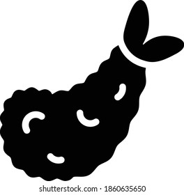 Tempura Vector Icon in Glyph Style. Tempura is a traditional Japanese dish loved by people in Japan. Vector illustration icon can be used for an app, website, or part of a logo.