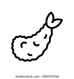 Tempura Vector Icon in Outline Style. Tempura is a traditional Japanese dish loved by people in Japan. Vector illustration icon can be used for an app, website, or part of a logo.