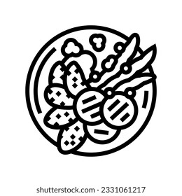 tempura vegetables japanese food line icon vector. tempura vegetables japanese food sign. isolated contour symbol black illustration