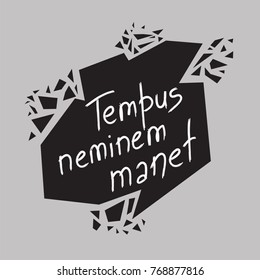 Tempus neminem manet -Time waits for no one in Latin. Calligraphy inspiration graphic design typography element for print. Print for poster, t-shirt, bags, logo, postcard, flyer, sweatshirt.