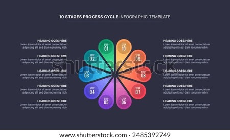 Ten 10 Steps Options Circle Business Infographic Modern Design Template