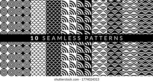 Ten Abstract Geometric Patterns Set. Vector illustration