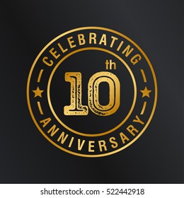 Ten anniversary celebration logotype. 10th anniversary logo collection. Anniversary label. Anniversary logo template. Anniversary sign. Vector Illustration
