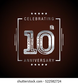 Ten anniversary celebration logotype. 10th anniversary logo collection. Anniversary label. Anniversary logo template. Anniversary sign. Vector Illustration