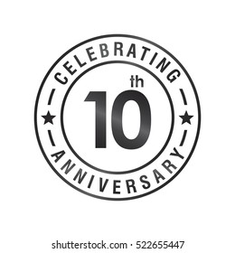 Ten anniversary celebration logotype. 10th year anniversary logo collection. Anniversary label. Anniversary logo template. Anniversary sign. Vector Illustration
