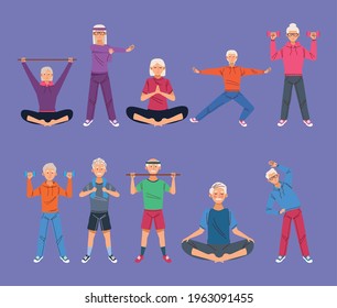 ten athletic elder persons characters