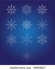 Ten beautiful snowflakes - vector illustration. Fully editable, easy color change for Your design