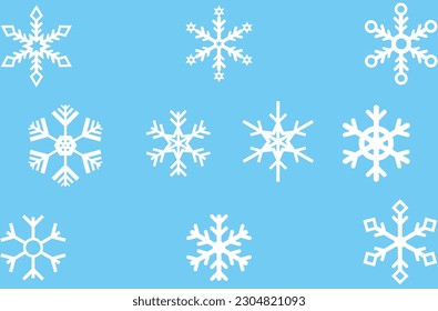 diez hermosos copos vectoriales de nieve Set de copos de nieve navideños para el diseño de invierno