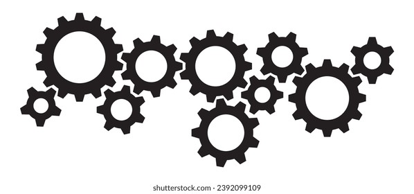 Ten Big And Little Black Gears, Horizontal Graphics Border