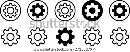 Ten black and white gear in two rows circle outline 1