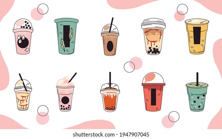 ten bubbles milks drinks icons