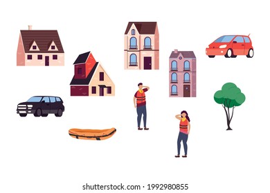 ten city floods set icons
