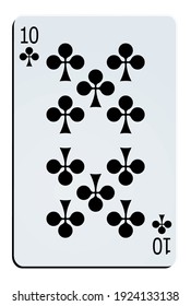 Ten of clubs isolated on white background 