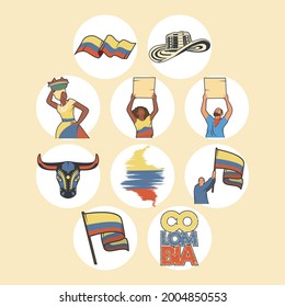 ten colombia country set icons