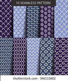 Ten color seamless geometric patterns