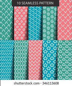 Ten color seamless geometric patterns
