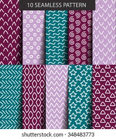 Ten color seamless geometric patterns