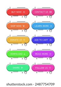 Ten colorful CTA buttons set.