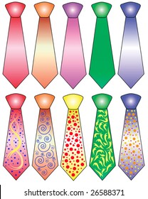 ten colorful ties
