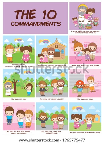 The ten commandemnts of christianity in cartoons vector