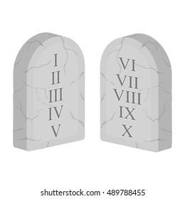 Ten Commandments icon in cartoon style isolated on white background. Religion symbol stock vector illustration.