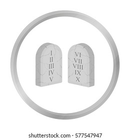 Ten Commandments icon in monochrome style isolated on white background. Religion symbol stock vector illustration.