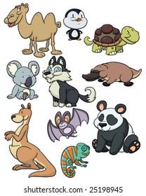 Ten cute cartoon animals. All in different layers for easy editing.