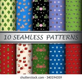 Ten decorative patterns collection, for making seamless wallpapers