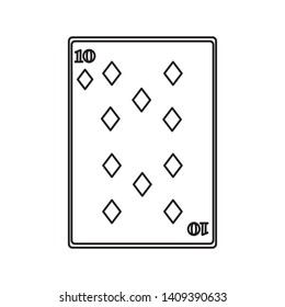 ten of diamonds card icon cartoon black and white vector illustration graphic design