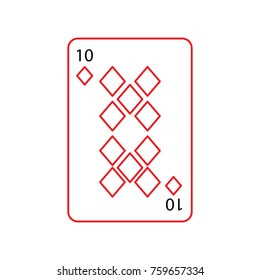 ten of diamonds or tiles french playing cards related icon icon 