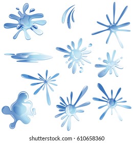 Ten different splashes of water vector collection. Water splashes vector set.