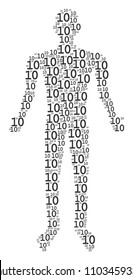 Ten digits text person avatar. Vector ten digits text icons are combined into human collage.