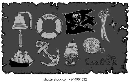 Ten drawings on the sea themes