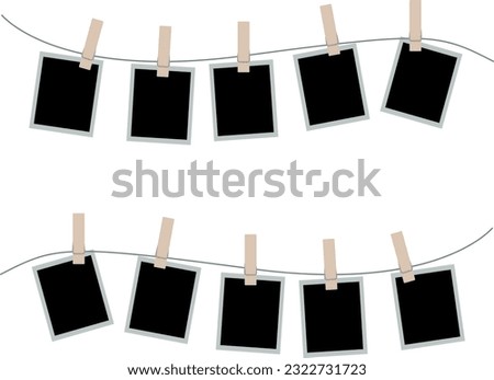 Ten empty photo frame hung on white isolated with professionally shot